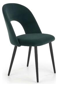 Scaun tapitat K384, verde/negru, stofa catifelata/metal, 54x57x84 cm