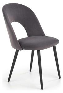 Scaun tapitat K384, gri/negru, stofa catifelata/metal, 54x57x84 cm