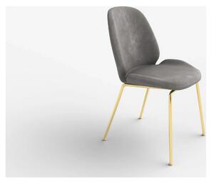 Scaun tapitat K381, gri/auriu, stofa catifelata/metal, 48x58x88 cm