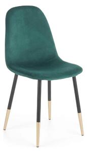 Scaun tapitat K379, verde/negru, stofa catifelata/metal, 45x48x88 cm