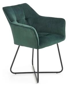 Scaun tapitat K377, verde inchis/negru, stofa catifelata/metal, 60x62x