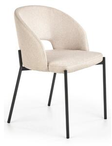 Scaun dining modern K373, bej/negru, stofa clasica/metal, 51x57x77 cm