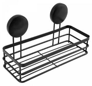 Erga Lolo, raft de baie pentru ventuze fără găurire, 26 × 10 cm, negru mat, ERG-YKA-CH.LOLO-KP-BLK