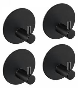 Erga Dapi, cârlige autoadezive pentru prosoape fără găurire, 4 buc, Ø 5,3 cm, negru mat, ERG-YKA-CH.DAPI4-BLK