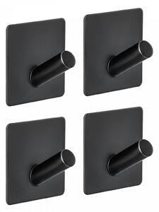 Erga Midi, cârlige autoadezive pentru prosoape fără găurire, 4 buc, 4,5×4,5 cm, negru mat, ERG-YKA-CH.MIDI4-BLK