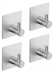 Erga Pad, cârlige autoadezive pentru prosoape fără găurire, 4 buc, 4,5×4,5 cm, oțel periat, ERG-YKA-CH.PAD4-CHR