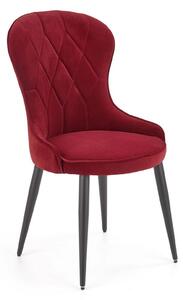 Scaun bucatarie visiniu/negru K366, stofa catifelata/metal, 52x58x92 c