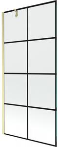 Mexen Next, paravan de baie cu 1 aripă 90 x 150 cm, sticlă transparentă de 6 mm - model negru, auriu mat, 895-090-000-00-77-55