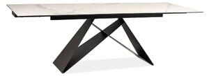 Masa moderna dining WESTIN III, alb/negru, ceramica/metal, 160-240x90x