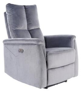 Fotoliu recliner NEPTUN, stofa catifelata gri - Bluvel 14, 76x94/160x9