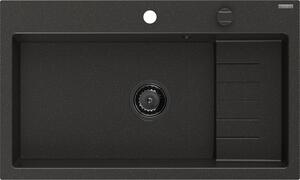 Mexen Omar, chiuveta granit cu 1 camera 800x480x210 mm, negru-auriu metalic, sifon grafit, 6520801005-75-B