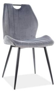 Scaun bucatarie elegant ARCO, gri/negru, stofa catifelata/metal, 51x46