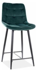 Scaun bar textil CHIC H-2, verde/negru mat, stofa catifelata/metal, 46
