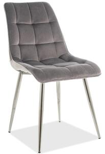 Scaun CHIC, gri/crom, stofa catifelata/metal, 50x58x88 cm