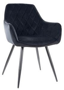 Scaun LINEA, negru, stofa catifelata/metal, 43x43x82 cm
