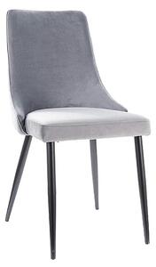 Scaun tapitat PIANO B, gri/negru, stofa catifelata/metal, 47x44x93 cm