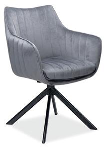 Scaun living rotativ AZALIA, gri inchis/negru, stofa catifelata/metal