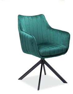 Scaun living rotativ AZALIA, verde/negru, stofa catifelata/metal, 61x4