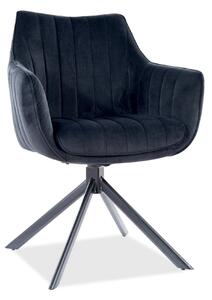 Scaun living rotativ AZALIA, negru, stofa catifelata/metal, 61x44x86 c