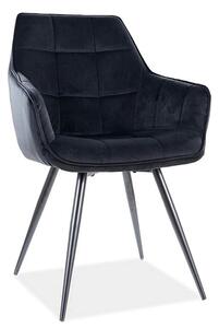 Scaun Lilia, negru, stofa catifelata/metal, 59x45x90 cm