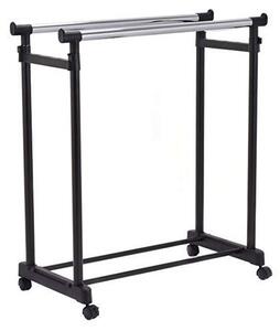 Suport dublu haine, stender umerase telescopic, inaltime 137 cm, otel cromat