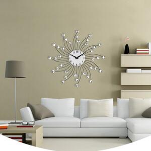 Ceas de perete cu cristale, mecanism Quartz, 50 cm, cifre arabe, otel
