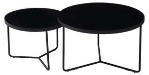 Set 2 masute ITALIA, negru, sticla securizata/metal