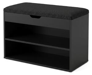 Dulap pentru pantofi cu loc de șezut LEVA, 60 x 30 x 47 cm, negru