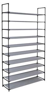 Raft organizator incaltaminte 50 perechi, 10 nivele, cadru metalic, 100x28x175 cm