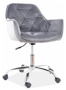 Scaun de birou Q-190, gri/crom, stofa catifelata/metal, 60x44x80/90 cm