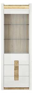 Vitrina ALAMEDA, alb/stejar deschis, PAL laminat, 72x42x202 cm