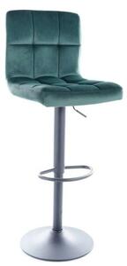 Scaun bar C105, verde/negru, stofa catifelata/metal, 42x39x96/117 cm