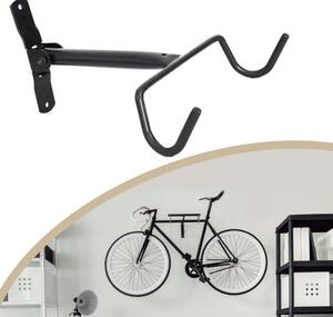 Suport bicicleta, fixare doua carlige, depozitare pe perete, otel, negru