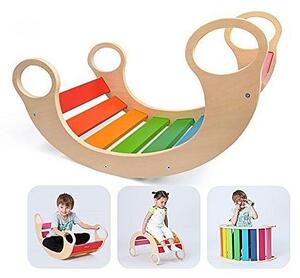 Balansoar rocker din lemn, placa de echilibru, multifunctional, multicolor