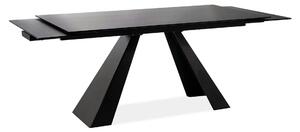 Masa moderna dining SALVADORE, negru mat, metal/sticla securizata, 160