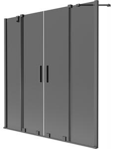 Mexen Velar Duo, paravan de baie glisant cu 2 aripi 140 x 150 cm, sticlă gri 8 mm, grafit mat, 896-140-000-42-95
