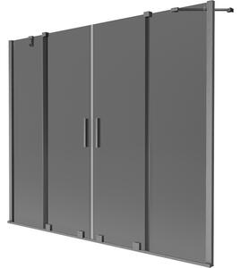 Mexen Velar Duo, paravan de baie glisant cu 2 aripi 180 x 150 cm, sticlă gri 8 mm, grafit lustruit, 896-180-000-42-66
