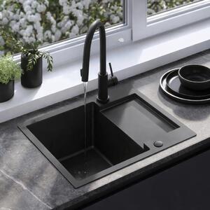 Rea Paul, chiuvetă din oțel cu 1 compartiment 600x480x185 mm, negru mat, ZLE-06011