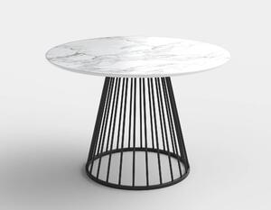 Masa rotunda sufragerie BRODWAY, alb cu efect de marmura, 110x110x75 c