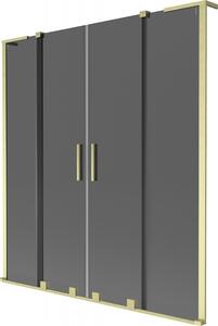 Mexen Velar L Duo, paravan de baie glisant cu 2 aripi 140 x 150 cm, sticlă gri 8 mm, auriu mat, 896-140-003-42-55