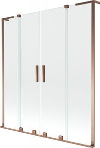 Mexen Velar L Duo, paravan de baie glisant cu 2 aripi 140 x 150 cm, sticlă transparentă de 8 mm, aur roz, 896-140-003-02-60