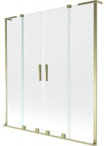 Mexen Velar L Duo, paravan de baie glisant cu 2 aripi 140 x 150 cm, sticlă transparentă de 8 mm, auriu strălucitor, 896-140-003-02-50