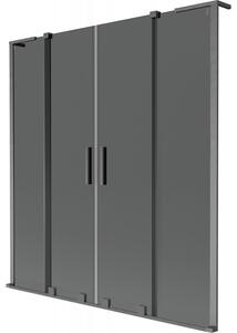 Mexen Velar L Duo, paravan de baie glisant cu 2 aripi 140 x 150 cm, sticlă gri 8 mm, grafit lustruit, 896-140-003-42-66