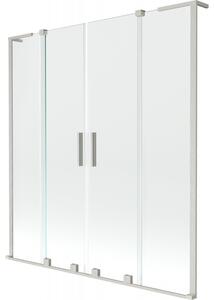 Mexen Velar L Duo, paravan de baie glisant cu 2 aripi 140 x 150 cm, sticlă transparentă de 8 mm, oțel periat, 896-140-003-02-97