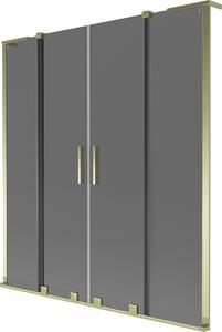 Mexen Velar L Duo, paravan de baie glisant cu 2 aripi 140 x 150 cm, sticla gri 8 mm, auriu lucios, 896-140-003-42-50