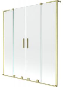 Mexen Velar L Duo, paravan de baie glisant cu 2 aripi 140 x 150 cm, sticlă transparentă de 8 mm, auriu mat, 896-140-003-02-55