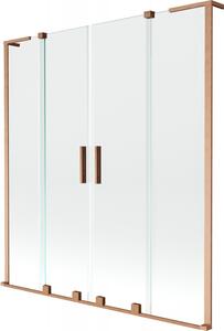 Mexen Velar L Duo, paravan de baie glisant cu 2 aripi 140 x 150 cm, sticlă transparentă de 8 mm, cupru mat, 896-140-003-02-65