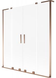 Mexen Velar L Duo, paravan de baie glisant cu 2 aripi 140 x 150 cm, sticlă mată 8 mm, aur roz, 896-140-003-32-60