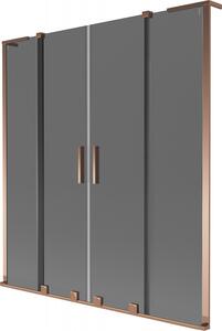 Mexen Velar L Duo, paravan de baie glisant cu 2 aripi 140 x 150 cm, sticlă gri 8 mm, aur roz, 896-140-003-42-60