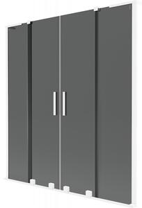 Mexen Velar L Duo, paravan de baie glisant cu 2 aripi 140 x 150 cm, sticlă gri 8 mm, alb mat, 896-140-003-42-20